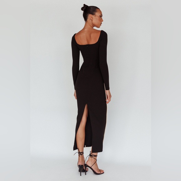 Sunny Coast Long Sleeve Piping Maxi Dress Black - Picture 4 of 7